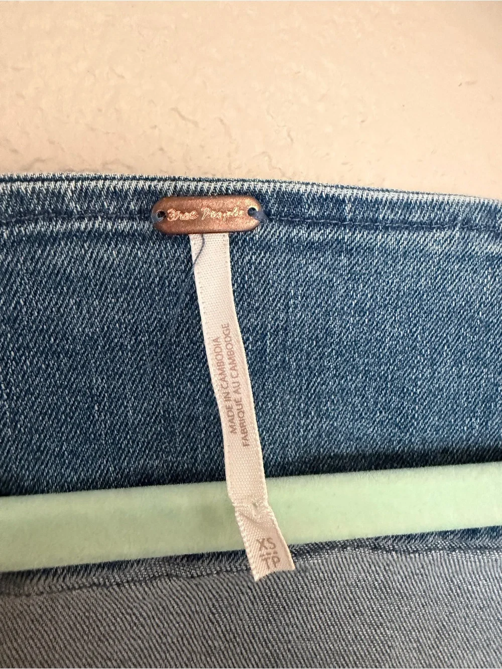 Free People Denim Square-Neck Tank Top in Medium Blue